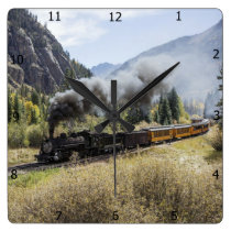 STEAM LOCOMOTIVE SQUARE WALL CLOCK STEAM LOCOMOTIVE SQUARE WALL CLOCK