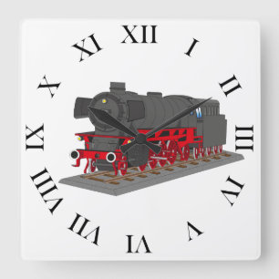 steam locomotive square wall clock