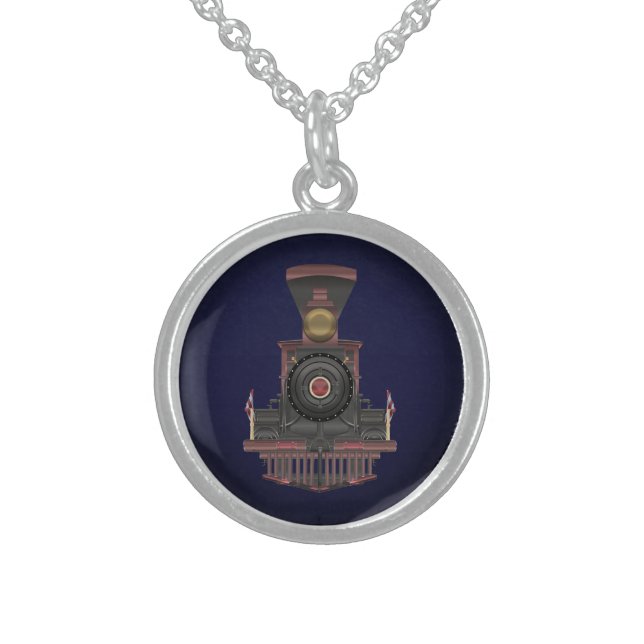 Steam Locomotive Sterling Silver Necklace (Front)