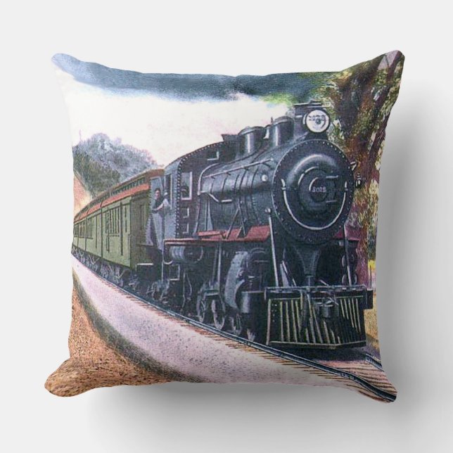 Steam Locomotive Throw Pillow (Front)