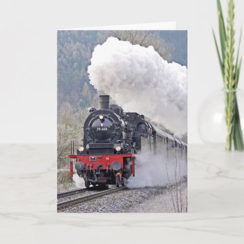 Steam Locomotive Train Chugging Birthday Card