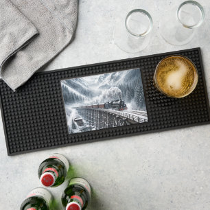 Steam Locomotive Train On a Mountain Trestle Bar Mat