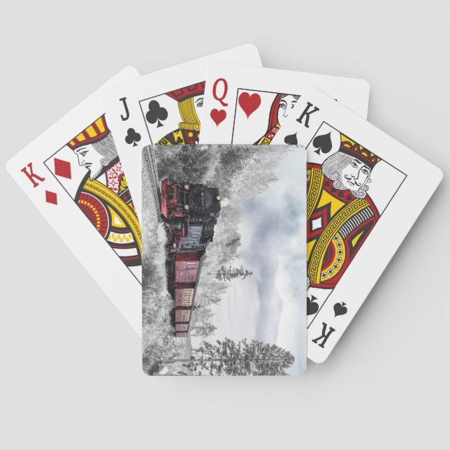 Steam Locomotive Train Traveling Through the Snow Poker Cards (Back)