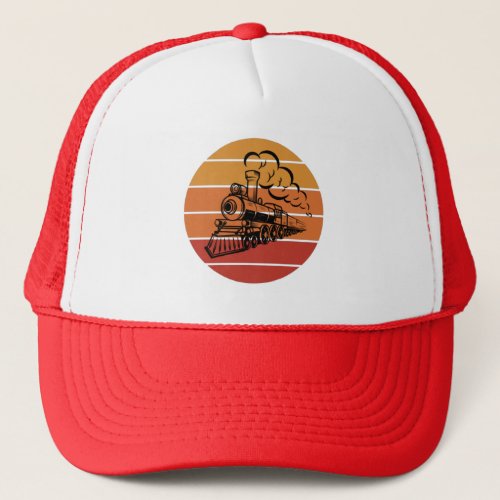 Steam Locomotive Train Vintage Retro Fans Buffs  Trucker Hat