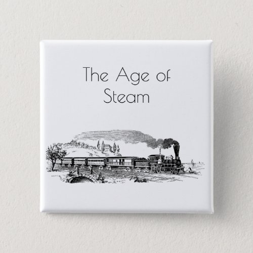 Steam Locomotive Train Vintage Style Illustration Button