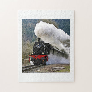 Steam locomotive vintage train color 11" x 14" jigsaw puzzle
