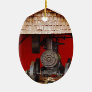 Steam powered Antique Tracter Ceramic Ornament