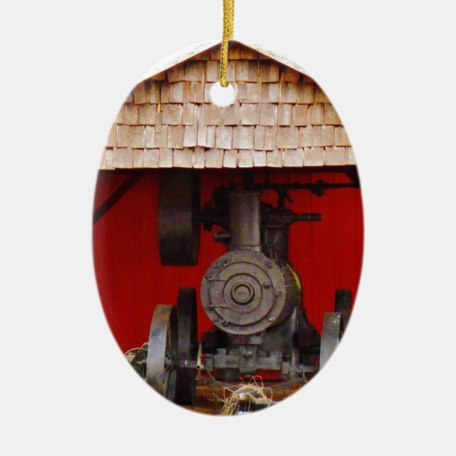 Steam powered Antique Tracter Ceramic Ornament (Front)