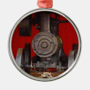 Steam powered Antique Tracter Metal Ornament