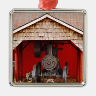 Steam powered Antique Tracter Metal Ornament