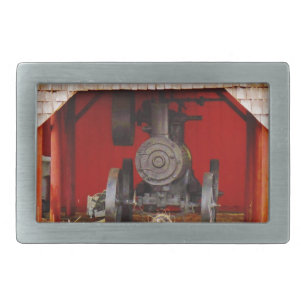 Steam powered Antique Tracter Rectangular Belt Buckle