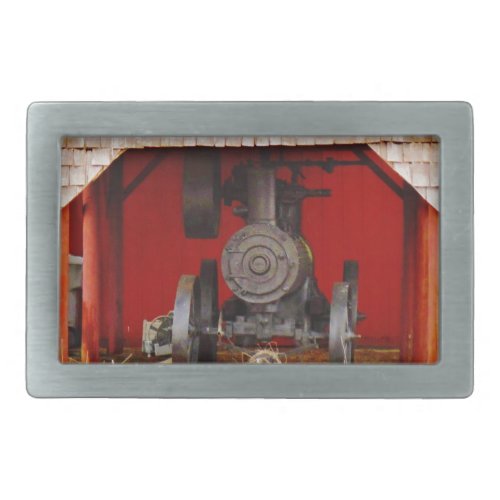 Steam powered Antique Tracter Rectangular Belt Buckle