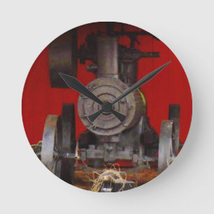 Steam powered Antique Tracter Round Clock