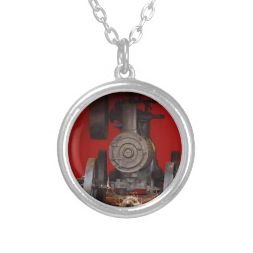 Steam powered Antique Tracter Silver Plated Necklace