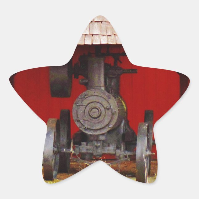 Steam powered Antique Tracter Star Sticker (Front)