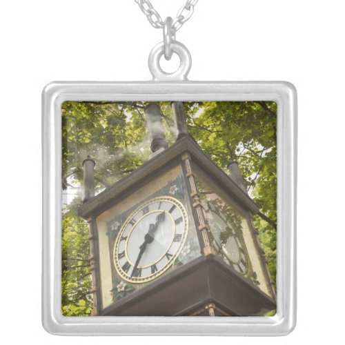Steam powered clock in the Gastown neighborhood Silver Plated Necklace