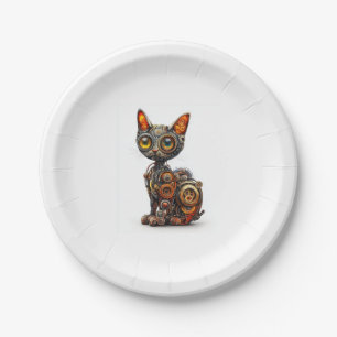Steam Powered Purr � Steampunk Robot Cat Paper Plates