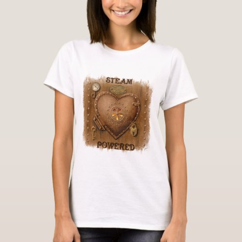 Steam Powered Steampunk Heart Design T_Shirt