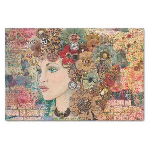 steam punk beauty decoupage tissue paper