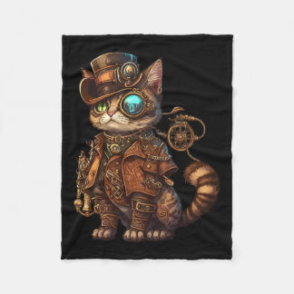 Steam Punk Cat Kitten Kitty Steampunk  Fleece Blanket