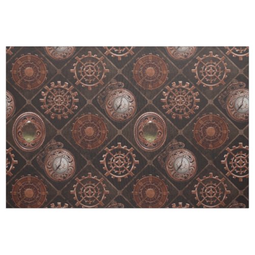 Steam Punk Gears Modern Retro Abstract Pattern Fabric