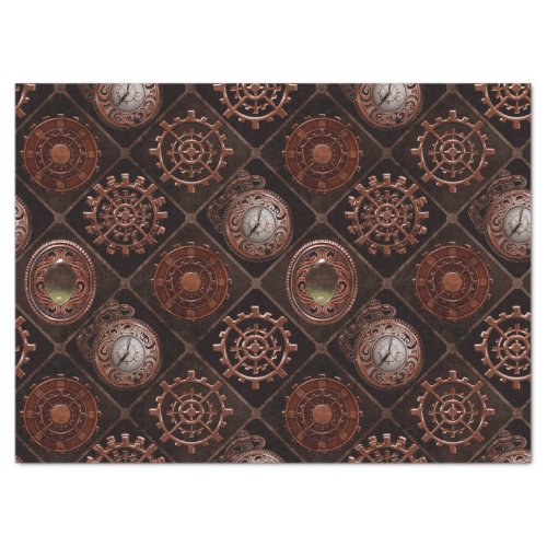 Steam Punk Gears Modern Retro Abstract Pattern Tissue Paper