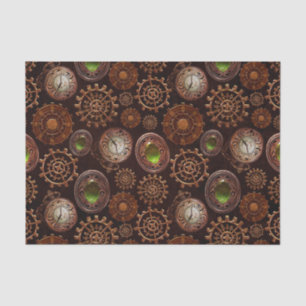 Steam Punk Gears Modern Retro Abstract Pattern Tissue Paper