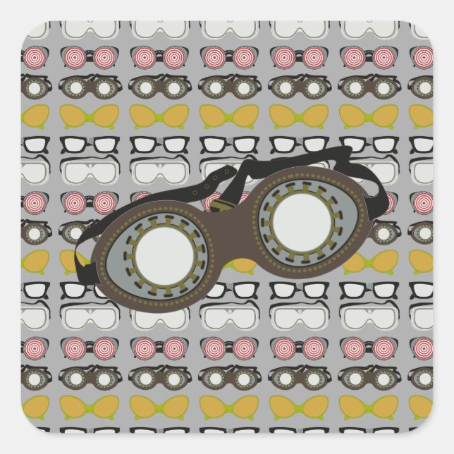 Steam Punk Goggles Square Sticker (Front)