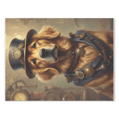 Steam Punk Golden Retriever tissuedecoupage paper