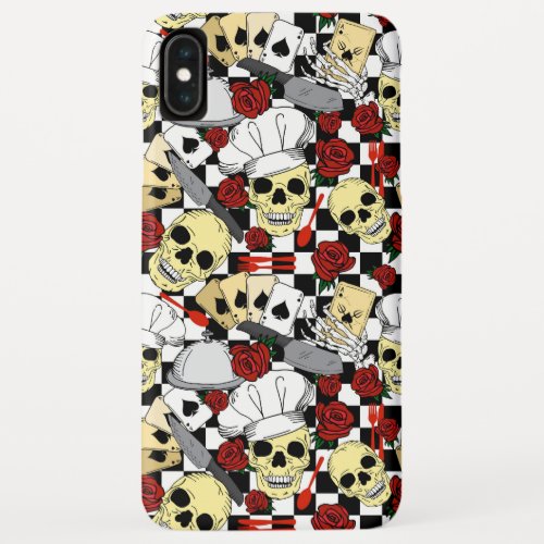 Steam Punk Skulls in Chef Hats and Red Roses iPhone XS Max Case