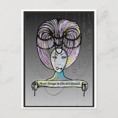 Steam punk style Rococo lady illustration  Postcard