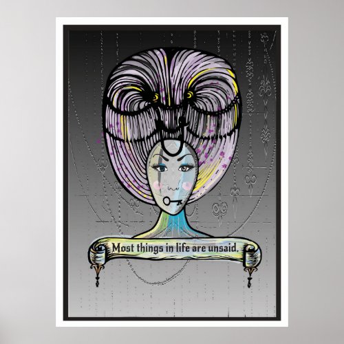 Steam punk style Rococo lady illustration  Poster