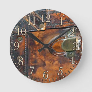 Steam-punk Vintage Antique Steamer-trunk Round Clock