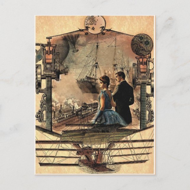 Steam punk, vintage style art postcard (Front)