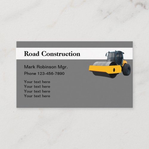 Steam Roller Road Construction Business Card