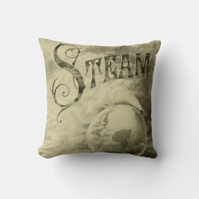 Steam Runs The World 1904 Throw Pillow (Front)