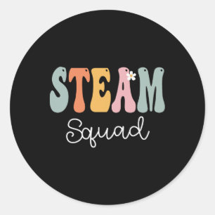 Steam Squad Retro Groovy Vintage Happy First Day O Classic Round Sticker
