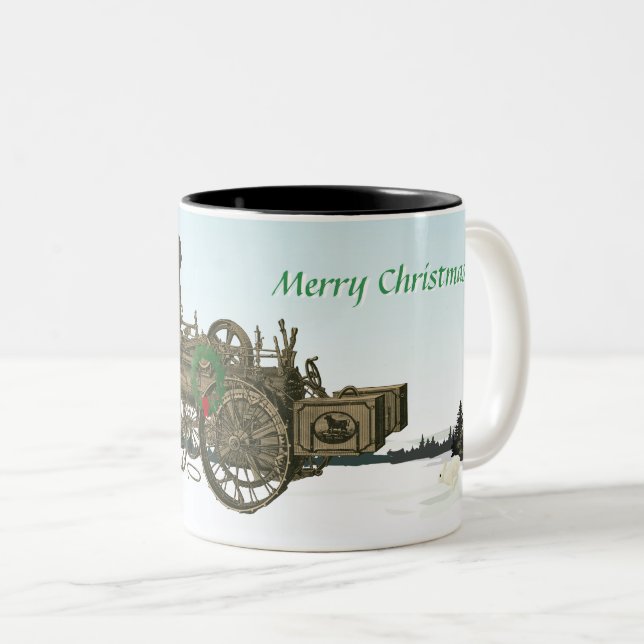 Steam Traction Engine Russell and Co. 1889 Farm Two-Tone Coffee Mug (Front Right)