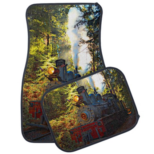 Steam Train 7 in the Forest Railroad Engine Loco  Car Floor Mat