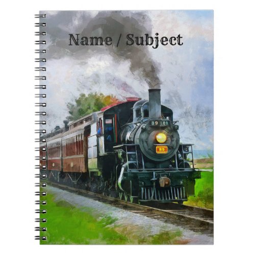 Steam Train 89 Steam Engine Locomotive Railroad   Notebook