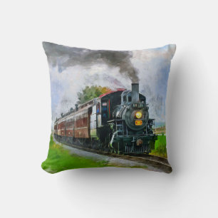 Steam Train 89, Steam Engine Locomotive Railroad Throw Pillow