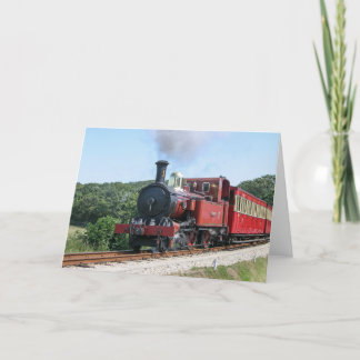 Steam train at Castletown Isle of Man Card