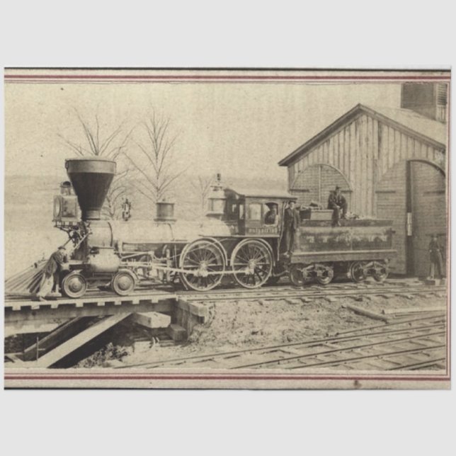 steam train at depot tissue paper (Front)