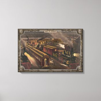 Steam Train At The Station. Age Of Steam #003. Canvas Print by VintageStyleStudio at Zazzle