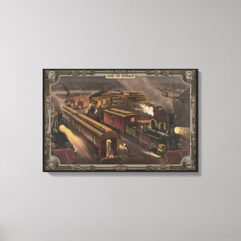 Steam Train At The Station. Age Of Steam #003. Canvas Print by VintageStyleStudio at Zazzle