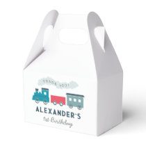 Steam Train Blue Boy Birthday Thank You Favor Boxes