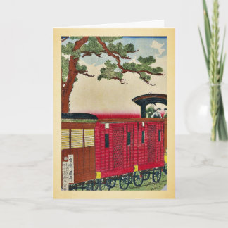Steam train by Utagawa, Kuniteru Ukiyoe Card