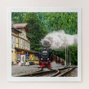 Steam train color photo vintage locomotive 20 x 20 jigsaw puzzle