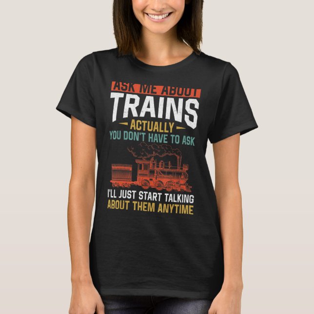 Steam Train Driver Trainspotting Locomotive Vintag T-Shirt (Front)