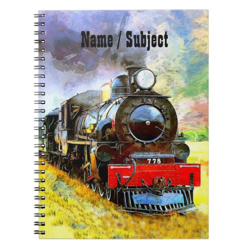 Steam Train Engine Locomotive 778 add name Notebook